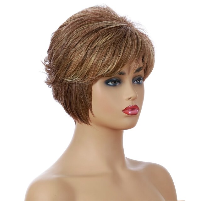 Beauty & Hair Wigs & Hair Pieces | Short Wigs for Women Synthetic Mixed Color Curly With Bangs Heat Wig Resistant Fiber High Tem