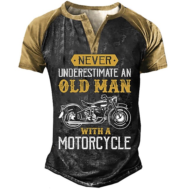 Mens Clothing Mens Tees & Tank Tops | Mens Henley Shirt T shirt Tee 3D Print Graphic Color Block Motorcycle Henley Street Casual