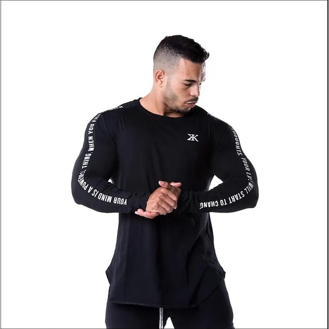 Sports & Outdoors Running, Jogging & Walking | muscle fitness autumn t-shirt long-sleeved training clothes sports running gym sw