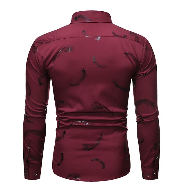 Mens Clothing Mens Shirts | Mens Shirt Feather Turndown Street Casual Button-Down Bronzing Long Sleeve Tops Casual Fashion Stree