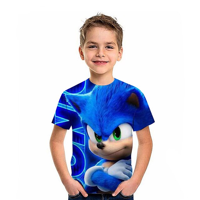 Baby & Kids Boys Clothing | Kids Boys T shirt Sonic Short Sleeve 3D Print Cartoon Blue Children Tops Spring Summer Active Fashio