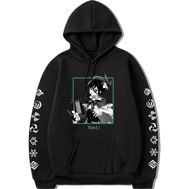 Genshin Impact Venti Hoodie Anime Cartoon Anime Harajuku Graphic Kawaii ...