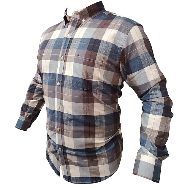 Mens Clothing Mens Shirts | Mens Shirt Curve Button Down Collar Casual Daily collared shirts Long Sleeve Tops Designer Business 