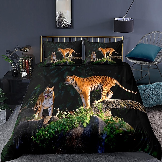 3d sengetøj med kattetryk print dynebetræk sengesæt dynebetræk med 1 print print dynebetræk eller betræk，2 pudebetræk til dobbelt/dronning/konge