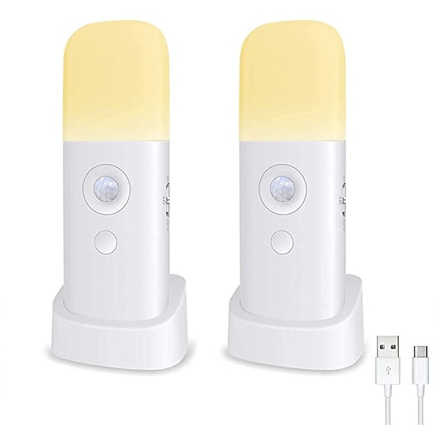 2pcs Motion Sensor Night Light Indoor USB Rechargeable Dimmable LED Light  Portable Motion Activated Night Lamp for Kids Room Bedroom 9059443 2022 –  $18.99