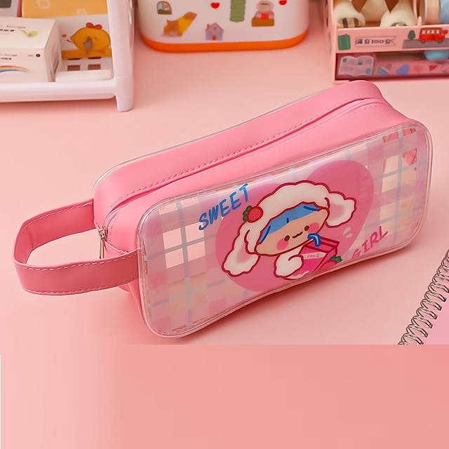 Consumer Electronics Stationery | Pencil Case Pen Pouch Marker Bag Waterproof Cartoon Transparent PVC for School Student Kids - 