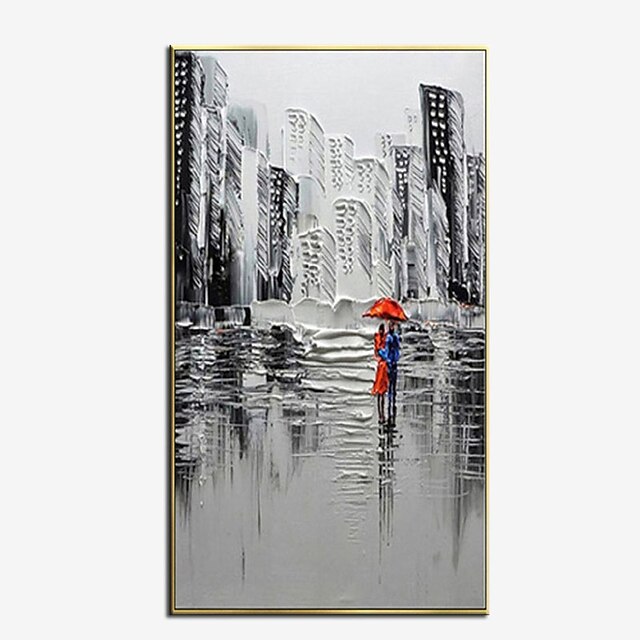 Home & Garden Wall Art | Oil Painting Hand Painted Vertical Abstract Landscape Contemporary Modern Rolled Canvas (No Frame) - NI