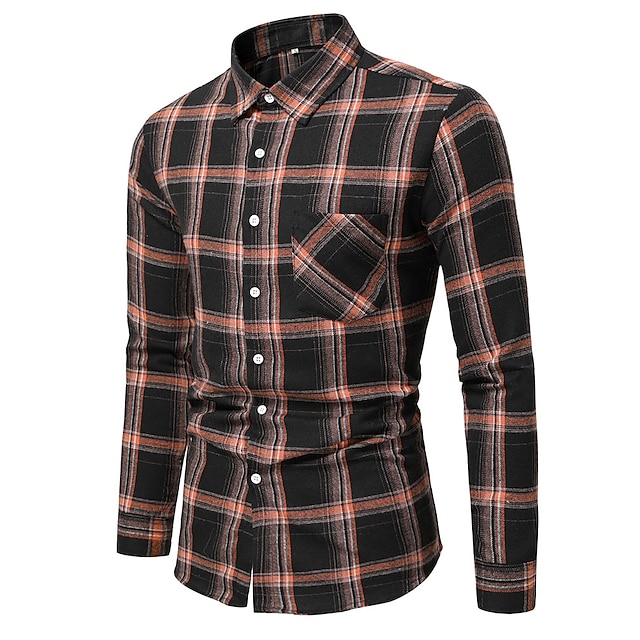 Mens Clothing Mens Shirts | Mens Shirt Box Turndown Party Casual Button-Down Long Sleeve Tops Casual Streetwear A - GV69289