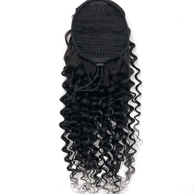 Beauty & Hair Wigs & Hair Pieces | Human Hair Drawstring Ponytail For Black Women 8A Brazilian Virgin Deep Wave Clip In Ponytail