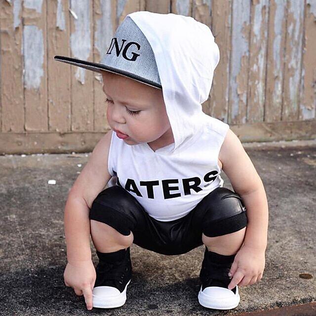 Baby & Kids Boys Clothing | Kids Boys Tank & Shorts Clothing Set 2 Pieces Sleeveless White Letter Print Street Outdoor Casual Da