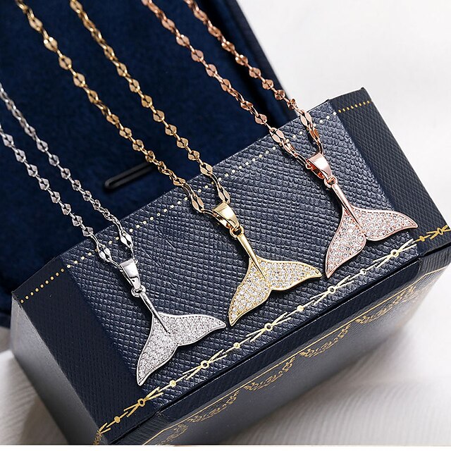 Shoes & Bags Fashion Accessories | 1pc Pendant Necklace For Womens Christmas Gift Prom Zircon Copper Classic Mermaid - RX38005