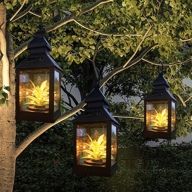  Outdoor LED Solar Plant Star Lights Retro Lantern Night Light Waterproof Hanging Solar Lamp for Garden Terrace Wedding Party Holiday Seaside Party Outdoor Courtyard Decoration 1pc