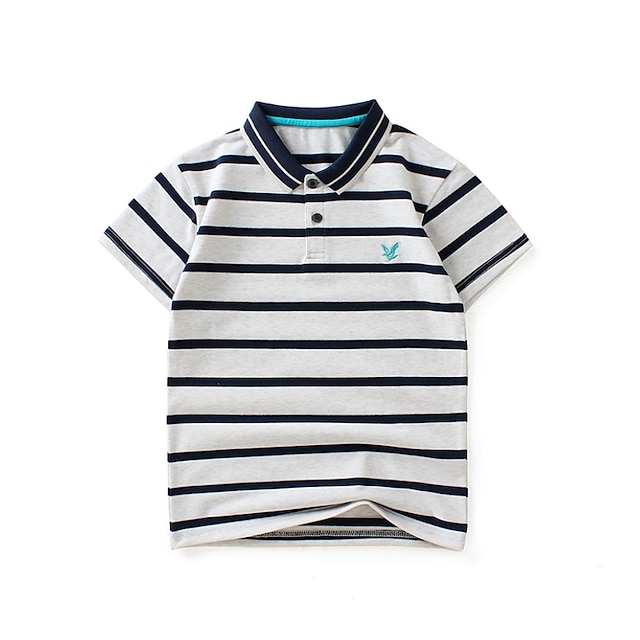 Baby & Kids Boys Clothing | Kids Boys Shirt Short Sleeve Stripe Animal Green Gray Navy Blue Cotton Children Tops Spring Summer A