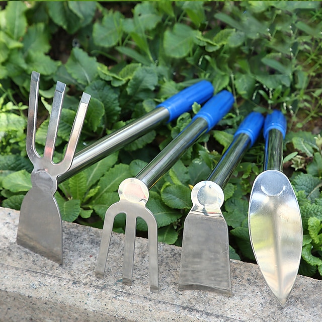 2pcs Gardening Tools Set Mini Shovel and Rake Stainless Steel Trowel Garden Supp 