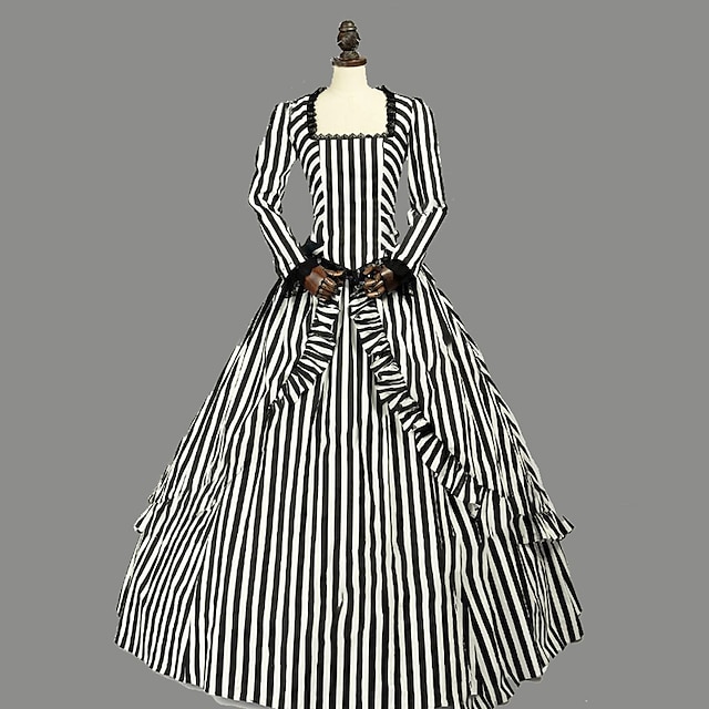  Retro Vintage Rococo 18th Century Vintage Dress Dress Prom Dress Women's Stripes Masquerade Party Casual Daily Dress