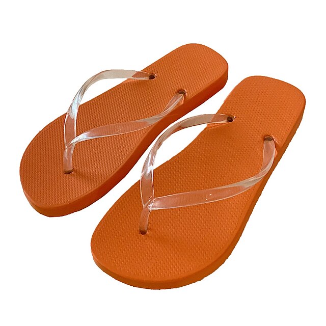  Women's Slippers Flip-Flops Flat Sandals Flip-Flops House Slippers Daily Solid Colored Summer Flat Heel Round Toe Open Toe Elegant Casual PVC Loafer Black Blue Orange