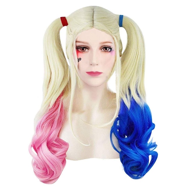 Harley Quinn Joneting Blue And Pink Heat Resistant Wig Hair Anime ...