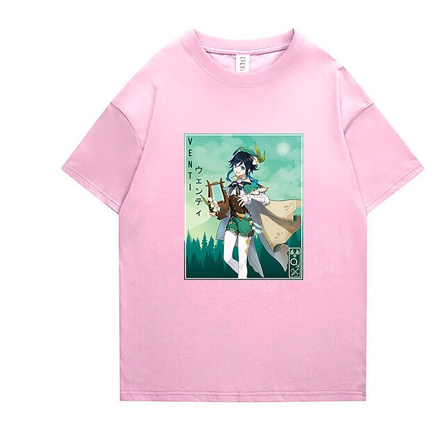 Toys & Hobbies Cosplay & Costumes | Inspired by Genshin Impact Venti T-shirt Cartoon 100% Polyester Anime Harajuku Graphic Kawai