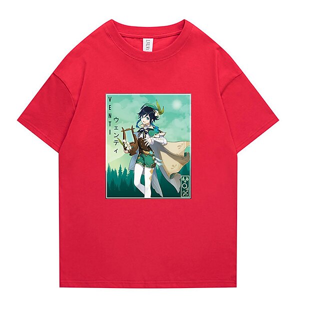 Toys & Hobbies Cosplay & Costumes | Inspired by Genshin Impact Venti T-shirt Cartoon 100% Polyester Anime Harajuku Graphic Kawai