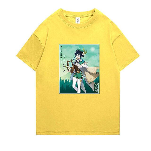 Toys & Hobbies Cosplay & Costumes | Inspired by Genshin Impact Venti T-shirt Cartoon 100% Polyester Anime Harajuku Graphic Kawai