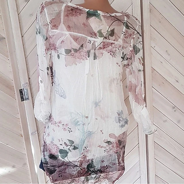 Women's Shirt Blouse Streetwear Holiday Casual Floral Buttons Print Long Sleeve Regular Tops Shirt Collar Daily Going out Weekend White Purple Orange Green Summer Spring Fall 7