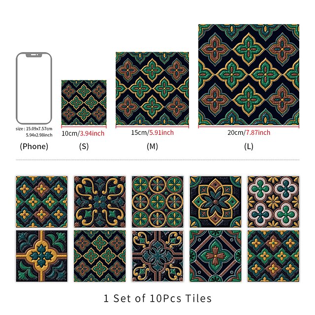 Home & Garden Home Decor | Kitchen Oil-proof And Waterproof Tile Stickers Crystal Film Asuncion Dark Green Pattern Tile Renovati