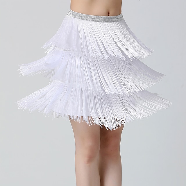  belly dance latin χορευτικές φούστες με κρόσσια φούντα καθαρό χρώμα μάτισμα γυναικεία προπόνηση απόδοση υψηλής spandex