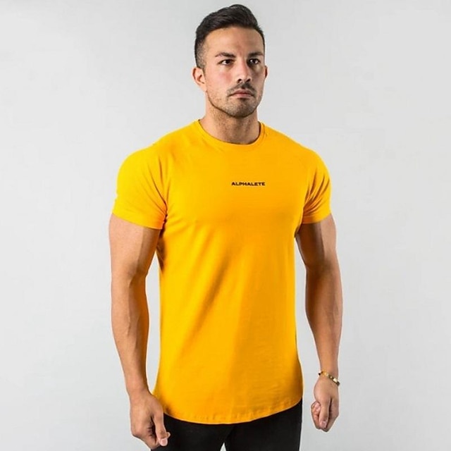 Sports & Outdoors Running, Jogging & Walking | muscle fitness sports casual slim short-sleeved t-shirt mens cotton summer and au