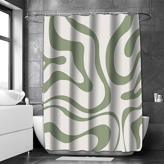  セージグリーンシャワーカーテン浴室用防水ライナーバスの装飾織り目加工生地シャワーカーテンセットでフック洗濯機