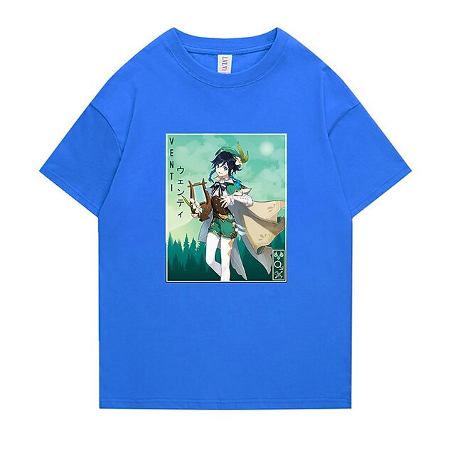 Toys & Hobbies Cosplay & Costumes | Inspired by Genshin Impact Venti T-shirt Cartoon 100% Polyester Anime Harajuku Graphic Kawai