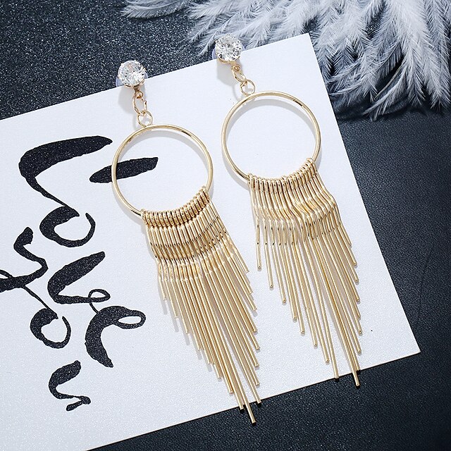 Shoes & Bags Fashion Accessories | 1 Pair Drop Earrings For Womens Street Beach Promise Alloy Tassel Fringe Fashion - PS62879