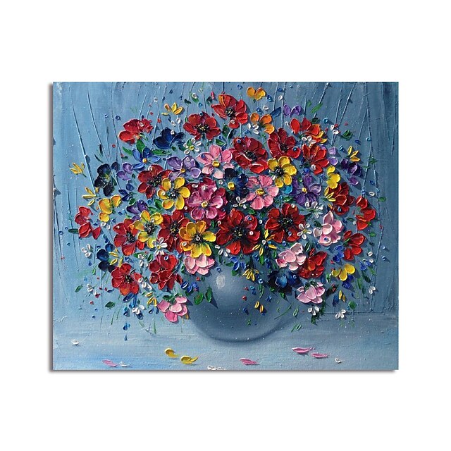 Home & Garden Wall Art | Oil Painting Hand Painted Horizontal Abstract Floral / Botanical Modern Stretched Canvas - XY05933