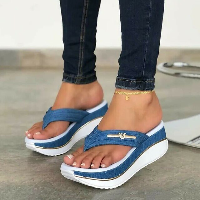 Shoes & Bags Womens Shoes | Womens Sandals Flip-Flops Platform Sandals Platform Open Toe Casual Daily Outdoor Canvas Loafer Summ