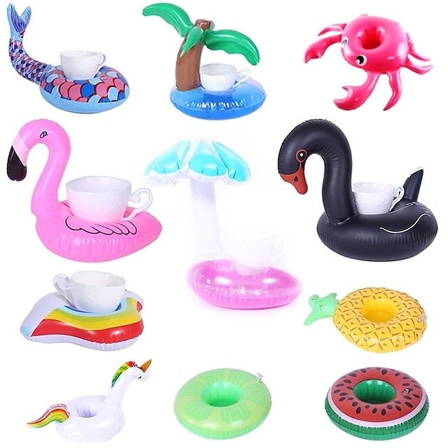 8 piezas portavasos inflable unicornio flamenco portavasos piscina flotador baño piscina juguete fiesta decoración bar posavasos, inflable para piscina