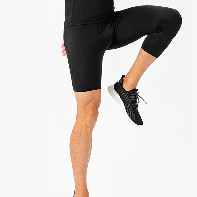 Mens Compression Sports T-Shirt Leggings Set 3/4 Pants Suit Running Gym Workout 