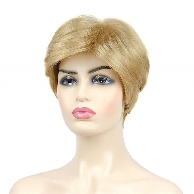 Beauty & Hair Wigs & Hair Pieces | Short Layered Wigs Pixie Cut Hair 6 Inches Natural Straight Synthetic Hair Full Wig for Daily