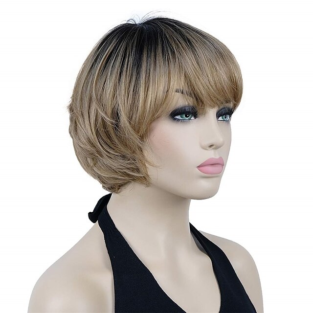 Beauty & Hair Wigs & Hair Pieces | Straight Short Bob Hair Ombre Hair Cute Central Heat Resistant Synthetic Wigs - AI24575