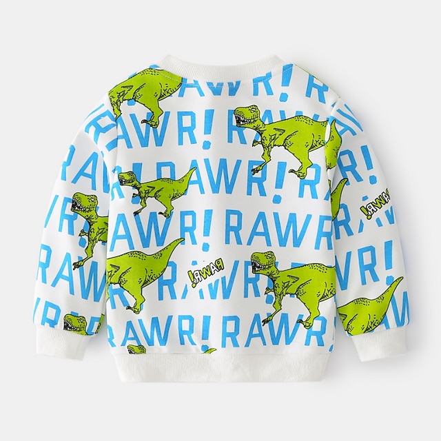 Baby & Kids Boys Clothing | Kids Boys Sweatshirt Long Sleeve Cartoon Dinosaur Letter Blue White Children Tops Fall Winter Active