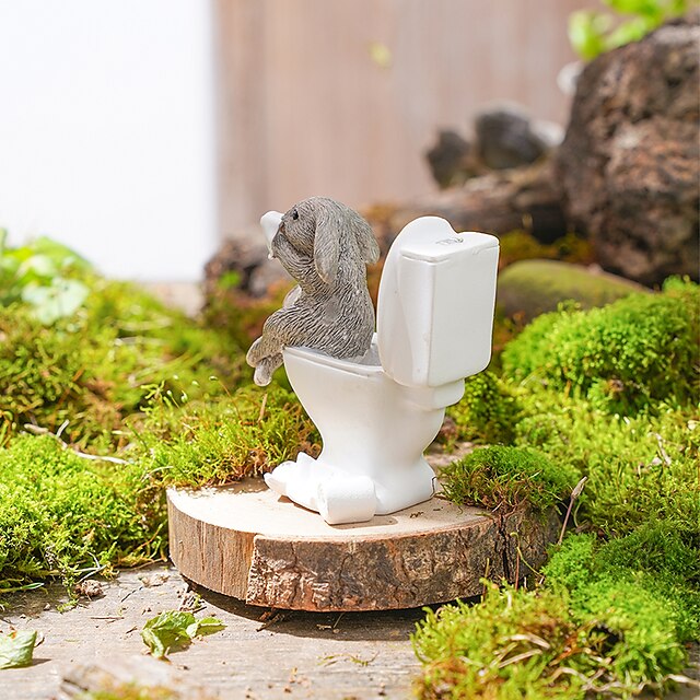 Home & Garden Home Decor | Small Animal Toilet Series Ornaments Decorative Objects Resin Modern Contemporary for Home Decoration