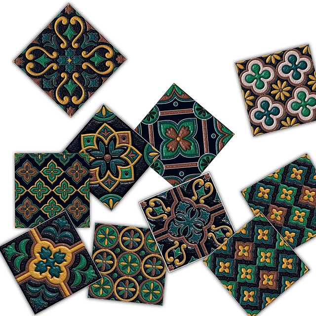 Home & Garden Home Decor | Kitchen Oil-proof And Waterproof Tile Stickers Crystal Film Asuncion Dark Green Pattern Tile Renovati