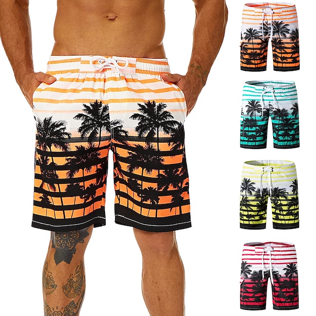 Casual Womens Swim Trunks Breathable Quick Dry Printed Beach Shorts More Summer Boardshorts with Mesh Lining