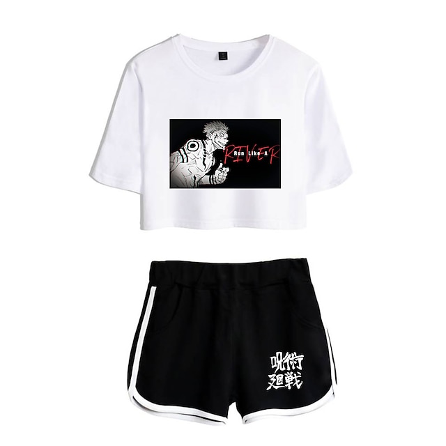 Toys & Hobbies Cosplay & Costumes | Inspired by Jujutsu Kaisen Gojo Satoru Outfits Crop Top 100% Polyester Anime Harajuku Graphi