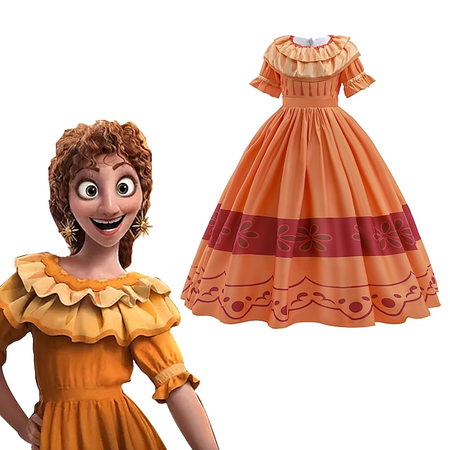  Encanto Fairytale Encanto Dress Girls' Movie Cosplay Cute Orange Dress Halloween Children's Day Polyester / Cotton Blend Polyster
