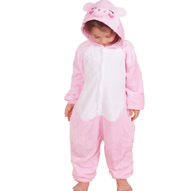  Lasten Kigurumi-pyjama Porsas Eläin Pyjamahaalarit Hauska puku Flanelli Fleece Cosplay varten Pojat ja tytöt Joulu Eläinten yöpuvut Sarjakuva