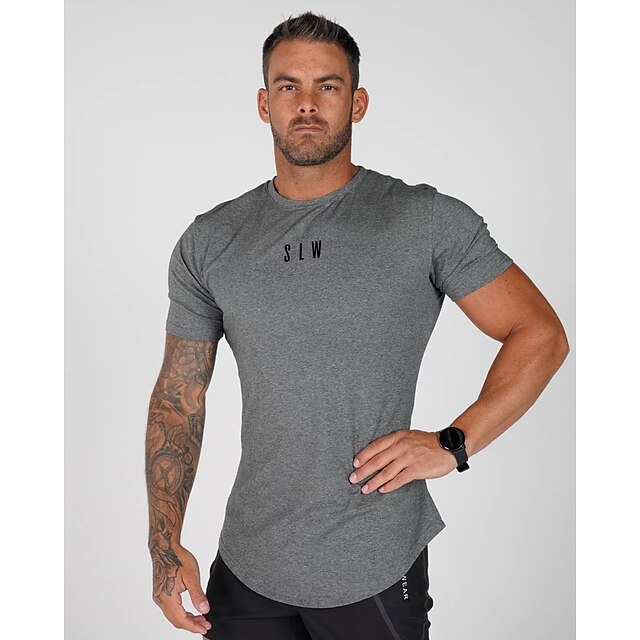 Sports & Outdoors Running, Jogging & Walking | Mens Running Shirt Tee Tshirt Top Athletic Athleisure Summer Spandex Breathable Q