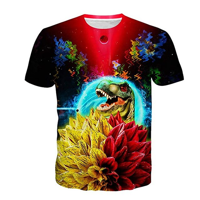 Baby & Kids Boys Clothing | Kids Boys T shirt Short Sleeve 3D Print Dinosaur Animal Black Children Tops Spring Summer Active Fas