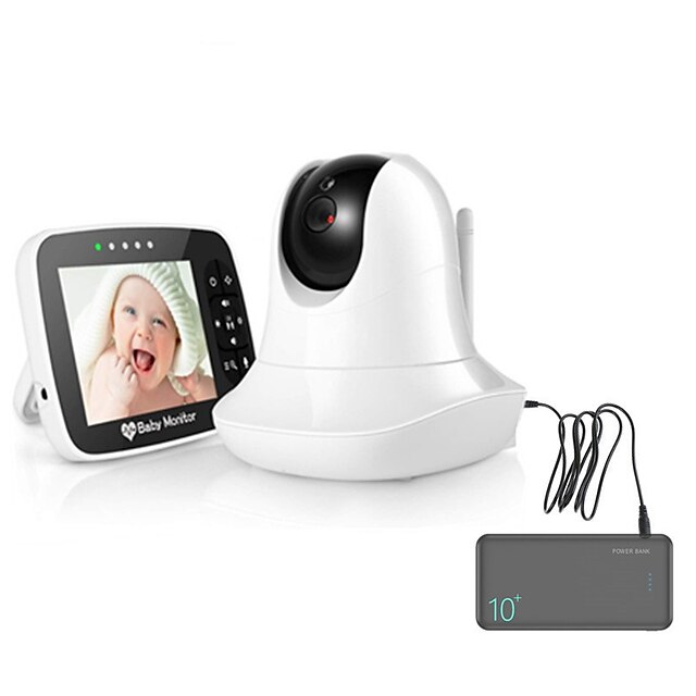  3.5 inch Large Screen Baby Monitor Infrared Night Vision Wireless Video Color Monitor with Lullaby Remote Pan-Tilt-Zoom Camera