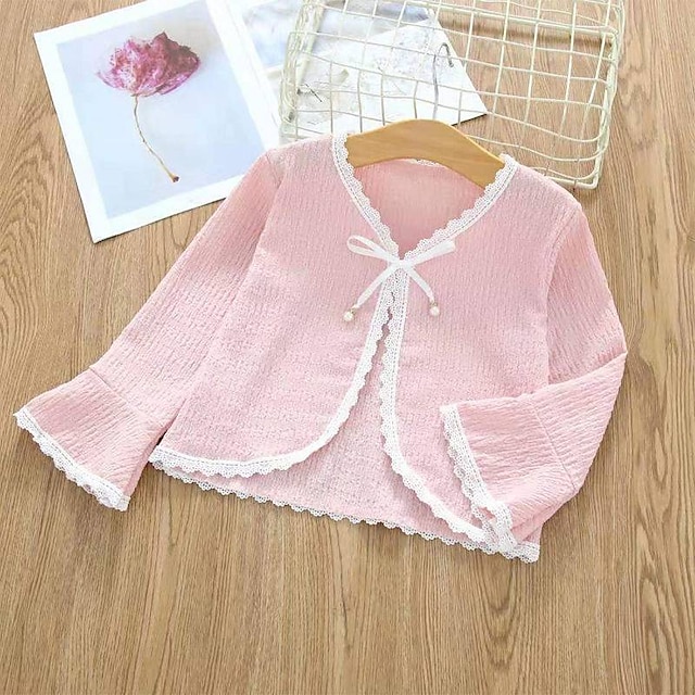 Baby & Kids Girls Clothing | Kids Girls Coat Long Sleeve Purple Pink Beige Floral Lace Spring Summer Active Street 2-6 Years - Q