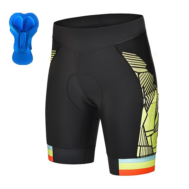  21Grams Men's Bike Shorts Cycling Shorts Bike Padded Shorts / Chamois Bottoms Mountain Bike MTB Road Bike Cycling Sports Yellow 3D Pad Breathable Quick Dry Spandex Polyester Clothing Apparel Bike Wear