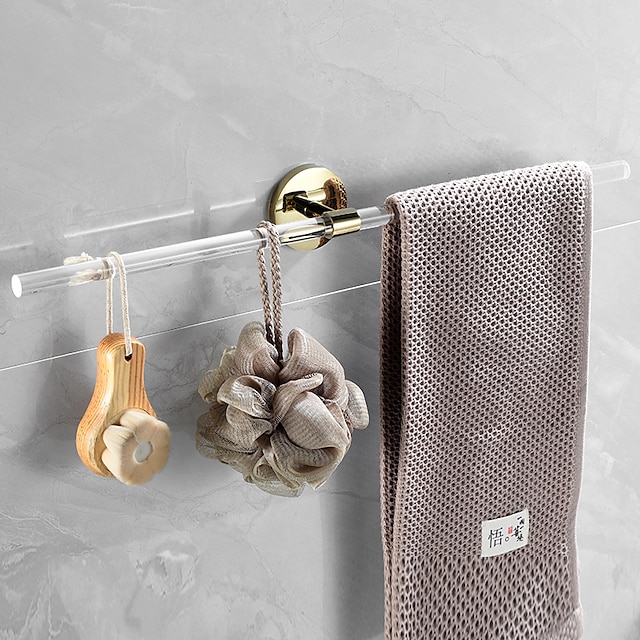  acryl handdoekenrek 50cm/60cm goud en zilver licht luxe wind nordic creatieve geperforeerde badkamer verlengde transparante handdoekstang